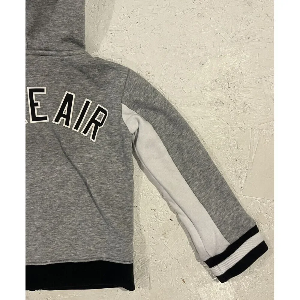 Nike Air Jacket Full Zip Youth Boys 2T Gray‎ White Spellout Striped Hooded